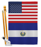 El Salvador US Friendship - Nationality Flags of the World Vertical Impressions Decorative Flags HG140367 Made In USA