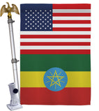 Ethiopia US Friendship - Nationality Flags of the World Vertical Impressions Decorative Flags HG140372 Made In USA
