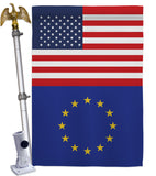 European US Friendship - Nationality Flags of the World Vertical Impressions Decorative Flags HG140373 Made In USA