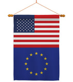 European US Friendship - Nationality Flags of the World Vertical Impressions Decorative Flags HG140373 Made In USA