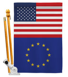 European US Friendship - Nationality Flags of the World Vertical Impressions Decorative Flags HG140373 Made In USA