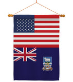 Falkland Islands US Friendship - Nationality Flags of the World Vertical Impressions Decorative Flags HG140374 Made In USA