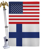 Finland US Friendship - Nationality Flags of the World Vertical Impressions Decorative Flags HG140378 Made In USA