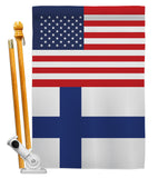 Finland US Friendship - Nationality Flags of the World Vertical Impressions Decorative Flags HG140378 Made In USA