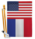 France US Friendship - Nationality Flags of the World Vertical Impressions Decorative Flags HG140379 Made In USA