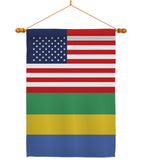 Gabon US Friendship - Nationality Flags of the World Vertical Impressions Decorative Flags HG140380 Made In USA
