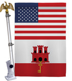 Gibraltar US Friendship - Nationality Flags of the World Vertical Impressions Decorative Flags HG140386 Made In USA