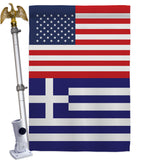 Greece US Friendship - Nationality Flags of the World Vertical Impressions Decorative Flags HG140387 Made In USA