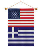 Greece US Friendship - Nationality Flags of the World Vertical Impressions Decorative Flags HG140387 Made In USA