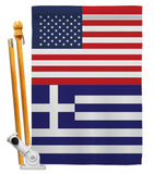 Greece US Friendship - Nationality Flags of the World Vertical Impressions Decorative Flags HG140387 Made In USA