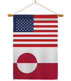 Greenland US Friendship - Nationality Flags of the World Vertical Impressions Decorative Flags HG140388 Made In USA