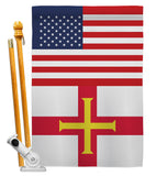 Guernsey US Friendship - Nationality Flags of the World Vertical Impressions Decorative Flags HG140392 Made In USA