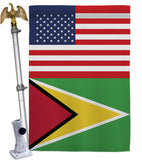 Guyana US Friendship - Nationality Flags of the World Vertical Impressions Decorative Flags HG140395 Made In USA