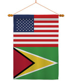 Guyana US Friendship - Nationality Flags of the World Vertical Impressions Decorative Flags HG140395 Made In USA