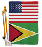 Guyana US Friendship - Nationality Flags of the World Vertical Impressions Decorative Flags HG140395 Made In USA