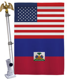 Haiti US Friendship - Nationality Flags of the World Vertical Impressions Decorative Flags HG140396 Made In USA