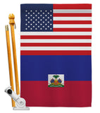 Haiti US Friendship - Nationality Flags of the World Vertical Impressions Decorative Flags HG140396 Made In USA