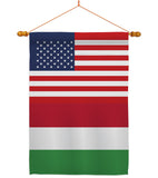 Hungary US Friendship - Nationality Flags of the World Vertical Impressions Decorative Flags HG140399 Made In USA