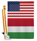 Hungary US Friendship - Nationality Flags of the World Vertical Impressions Decorative Flags HG140399 Made In USA