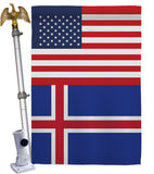 Iceland US Friendship - Nationality Flags of the World Vertical Impressions Decorative Flags HG140400 Made In USA