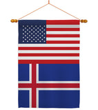 Iceland US Friendship - Nationality Flags of the World Vertical Impressions Decorative Flags HG140400 Made In USA