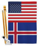 Iceland US Friendship - Nationality Flags of the World Vertical Impressions Decorative Flags HG140400 Made In USA