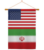 Iran US Friendship - Nationality Flags of the World Vertical Impressions Decorative Flags HG140403 Made In USA