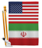 Iran US Friendship - Nationality Flags of the World Vertical Impressions Decorative Flags HG140403 Made In USA