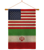 Iran US Friendship - Nationality Flags of the World Vertical Impressions Decorative Flags HG140403 Made In USA