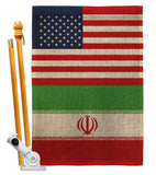 Iran US Friendship - Nationality Flags of the World Vertical Impressions Decorative Flags HG140403 Made In USA