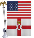 Ireland-Northern US Friendship - Nationality Flags of the World Vertical Impressions Decorative Flags HG140406 Made In USA