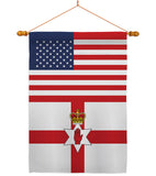 Ireland-Northern US Friendship - Nationality Flags of the World Vertical Impressions Decorative Flags HG140406 Made In USA