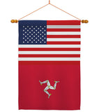 Isle of Man US Friendship - Nationality Flags of the World Vertical Impressions Decorative Flags HG140408 Made In USA