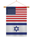 Israel US Friendship - Nationality Flags of the World Vertical Impressions Decorative Flags HG140410 Made In USA