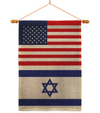 Israel US Friendship - Nationality Flags of the World Vertical Impressions Decorative Flags HG140410 Made In USA