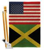 Jamaica US Friendship - Nationality Flags of the World Vertical Impressions Decorative Flags HG140415 Made In USA