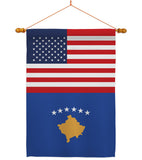 Kosovo US Friendship - Nationality Flags of the World Vertical Impressions Decorative Flags HG140421 Made In USA