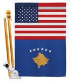 Kosovo US Friendship - Nationality Flags of the World Vertical Impressions Decorative Flags HG140421 Made In USA