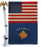 Kosovo US Friendship - Nationality Flags of the World Vertical Impressions Decorative Flags HG140421 Made In USA