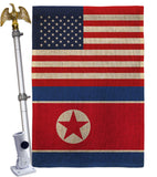 Korea North US Friendship - Nationality Flags of the World Vertical Impressions Decorative Flags HG140425 Made In USA