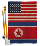 Korea North US Friendship - Nationality Flags of the World Vertical Impressions Decorative Flags HG140425 Made In USA