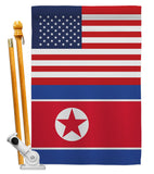 Korea North US Friendship - Nationality Flags of the World Vertical Impressions Decorative Flags HG140425 Made In USA