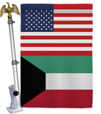 Kuwait US Friendship - Nationality Flags of the World Vertical Impressions Decorative Flags HG140427 Made In USA