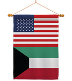 Kuwait US Friendship - Nationality Flags of the World Vertical Impressions Decorative Flags HG140427 Made In USA