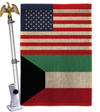 Kuwait US Friendship - Nationality Flags of the World Vertical Impressions Decorative Flags HG140427 Made In USA