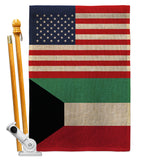 Kuwait US Friendship - Nationality Flags of the World Vertical Impressions Decorative Flags HG140427 Made In USA