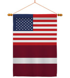 Latvia US Friendship - Nationality Flags of the World Vertical Impressions Decorative Flags HG140430 Made In USA