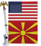 Macedonia US Friendship - Nationality Flags of the World Vertical Impressions Decorative Flags HG140439 Made In USA