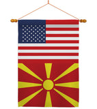 Macedonia US Friendship - Nationality Flags of the World Vertical Impressions Decorative Flags HG140439 Made In USA