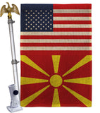 Macedonia US Friendship - Nationality Flags of the World Vertical Impressions Decorative Flags HG140439 Made In USA